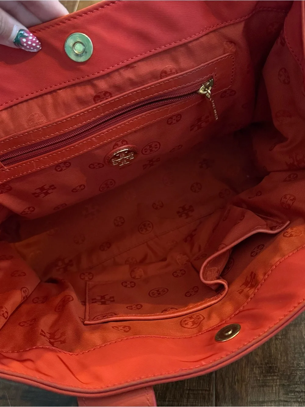Tory Burch Red/Orange Nylon Tote